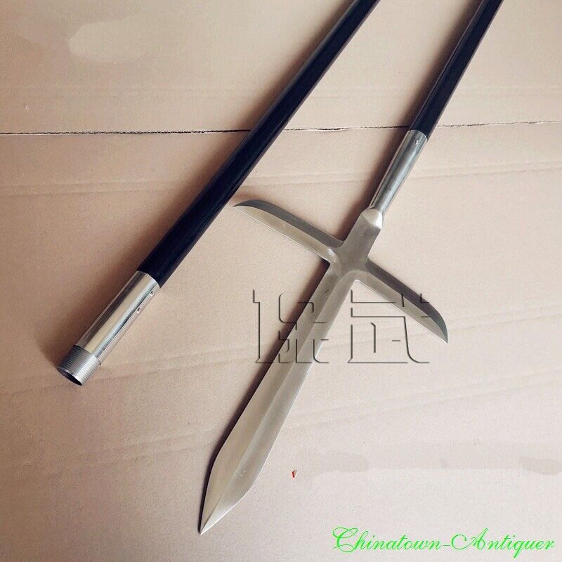 Japanese Spear Yari Jumonji Kung Fu Polearm Cross Hook Sword Lance Voulge #0643