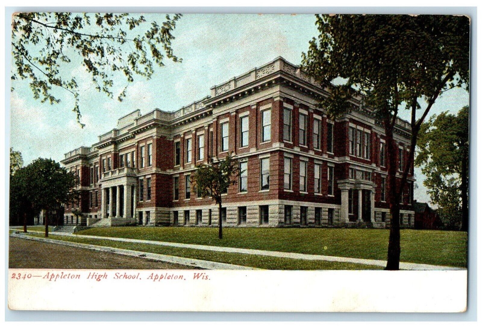 c1905 Appleton High School Exterior Building Appleton Wisconsin Vintage Postcard