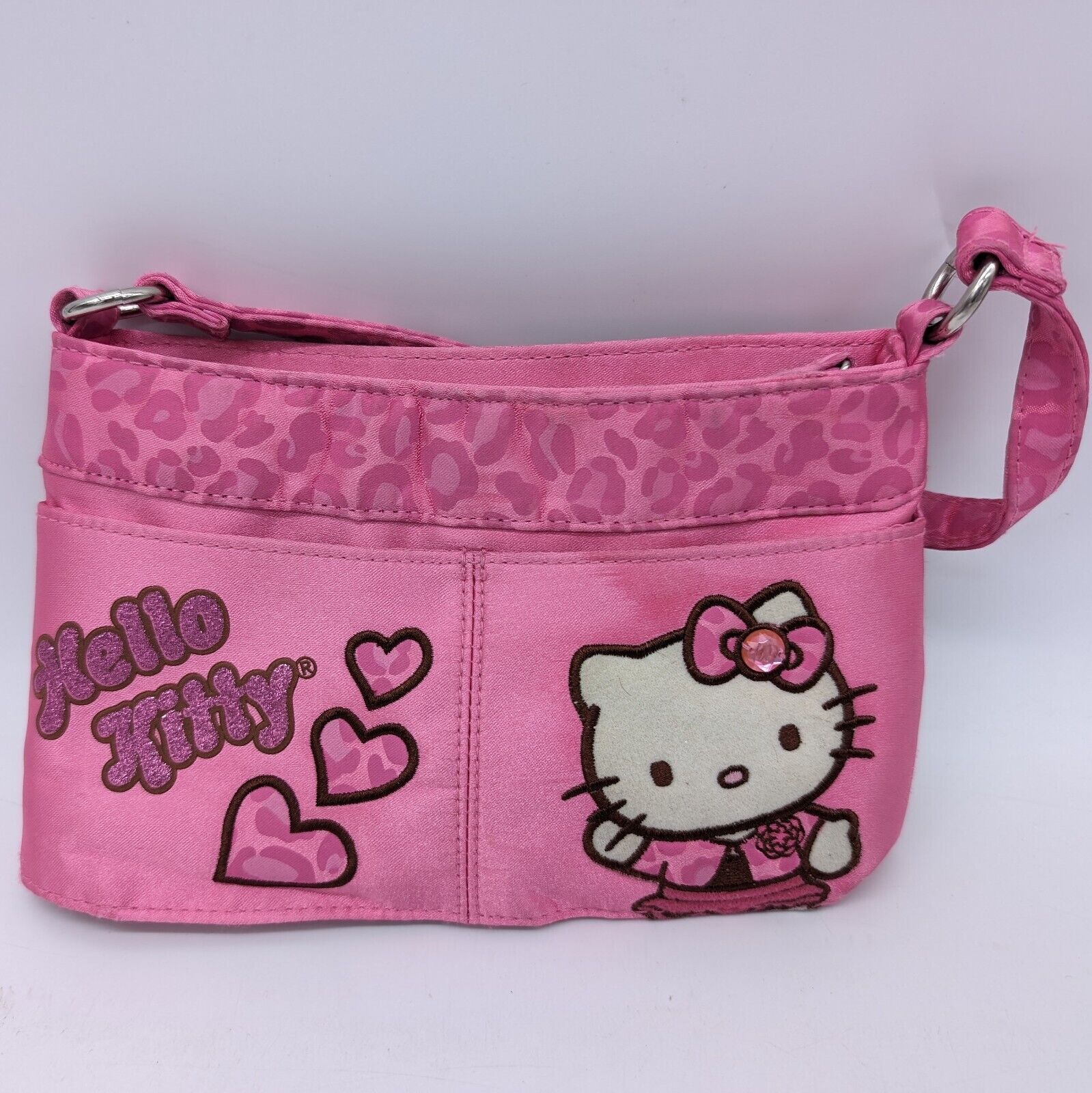 Vintage Hello Kitty Discontinued Sanrio Purse 2008 Pink Chertah Print 