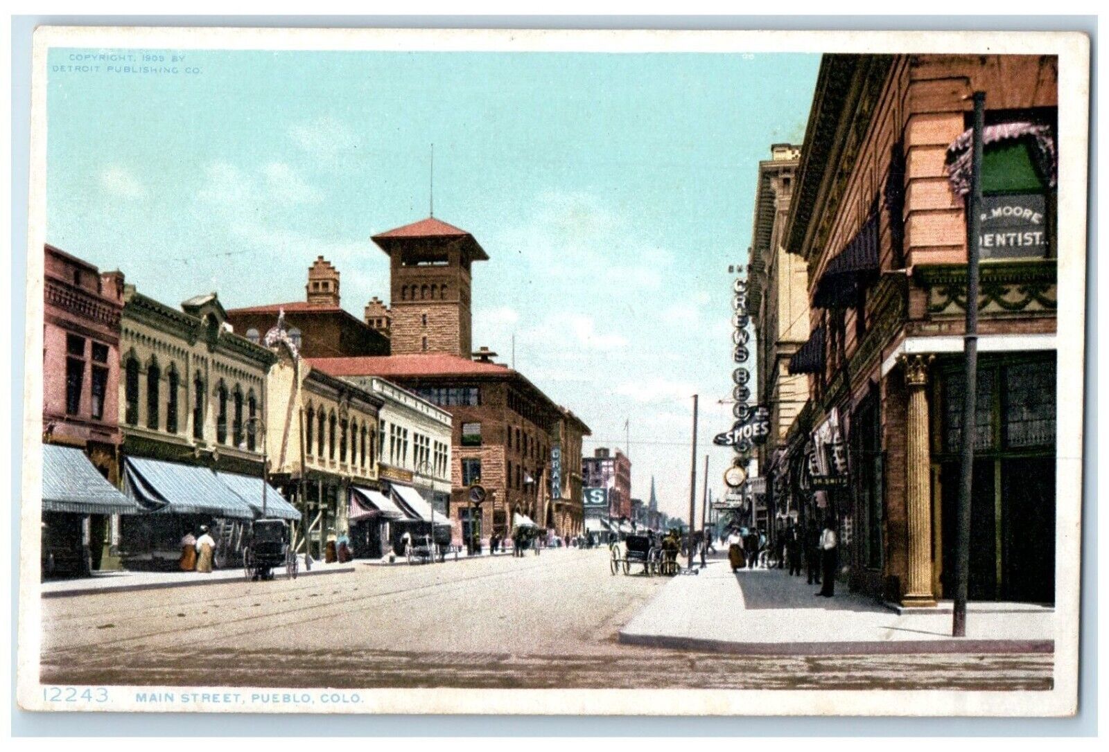 c1920 Main Street Exterior Building Pueblo Colorado CO Vintage Antique Postcard