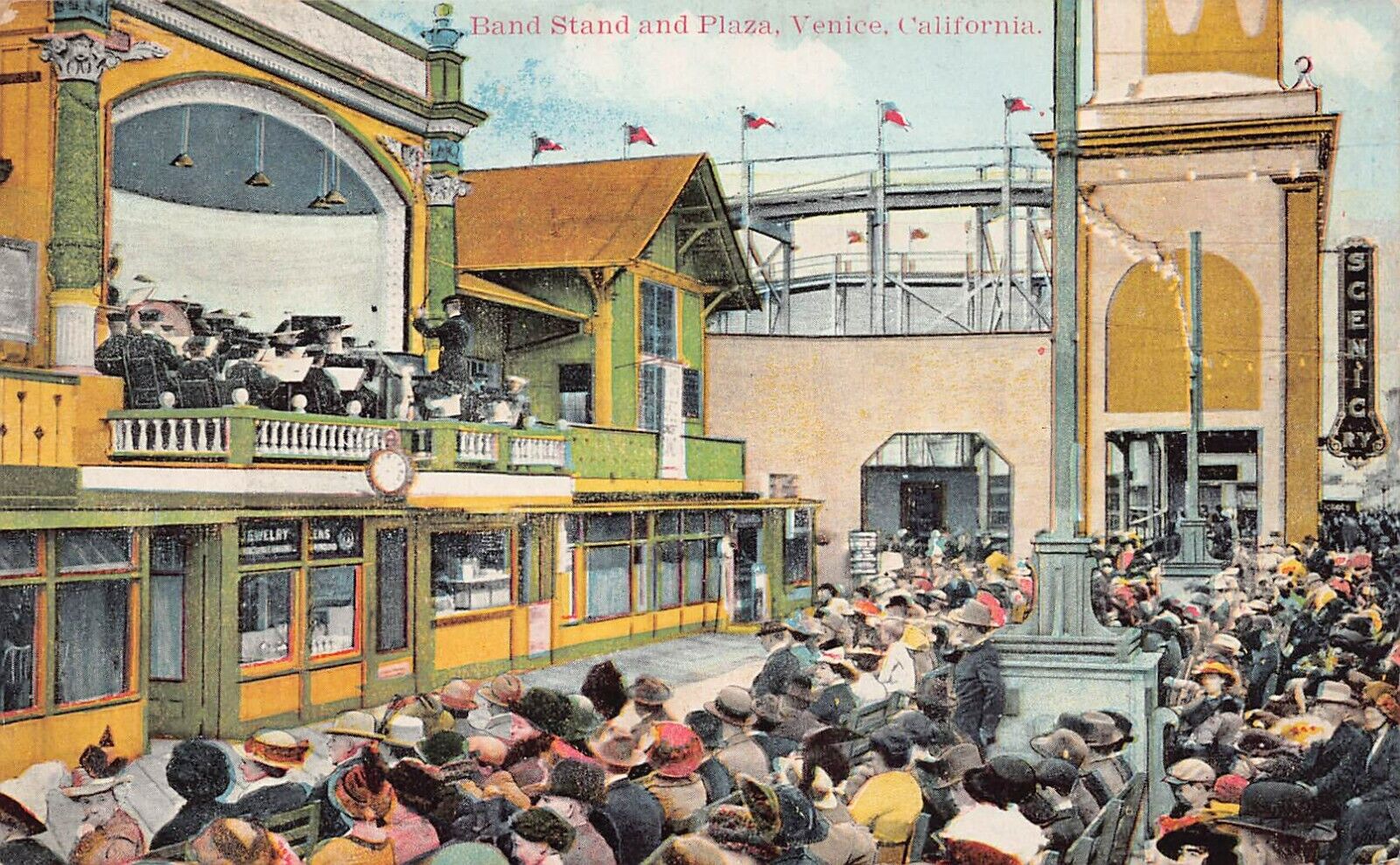 Venice CA California Scenic Railroad Railway Kinney Pier c1910 Vtg Postcard B17