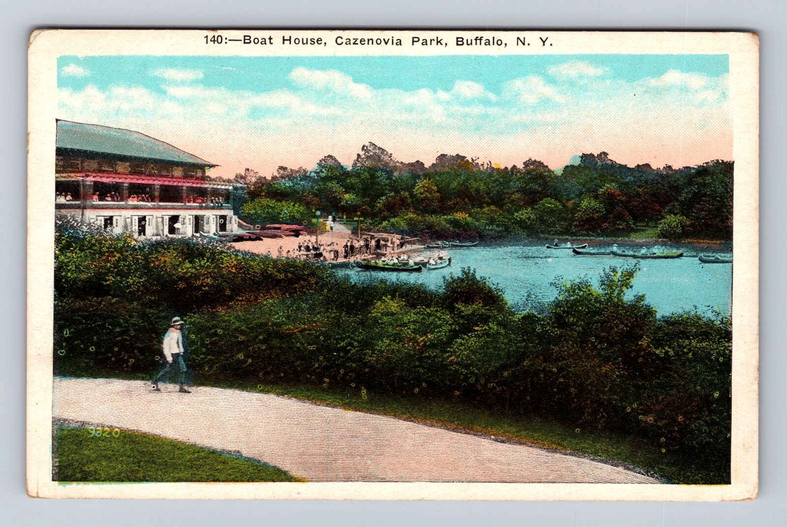 Buffalo NY-New York, Boat House, Cazenovia Park, Antique, Vintage Postcard