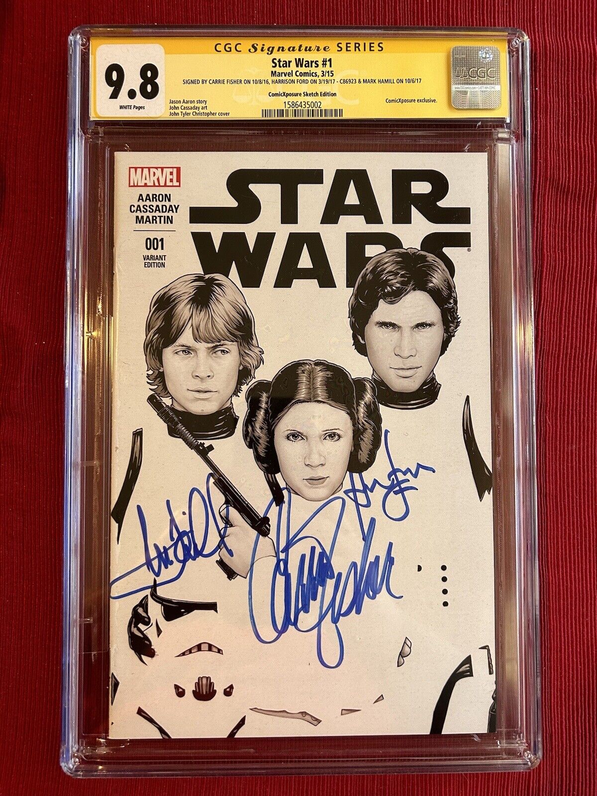 Star Wars 1 CGC 9.8 Signed By Mark Hamill Carrie Fisher Harrison Ford
