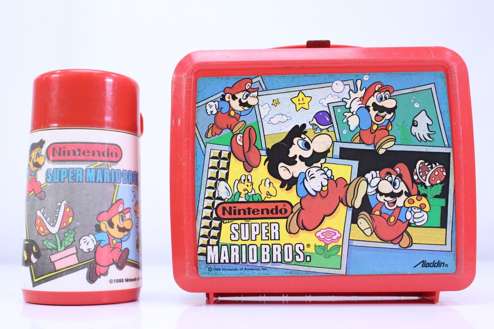VTG Nintendo Super Mario Bros 1988 Lunch Box w Thermos Plastic Aladdin America