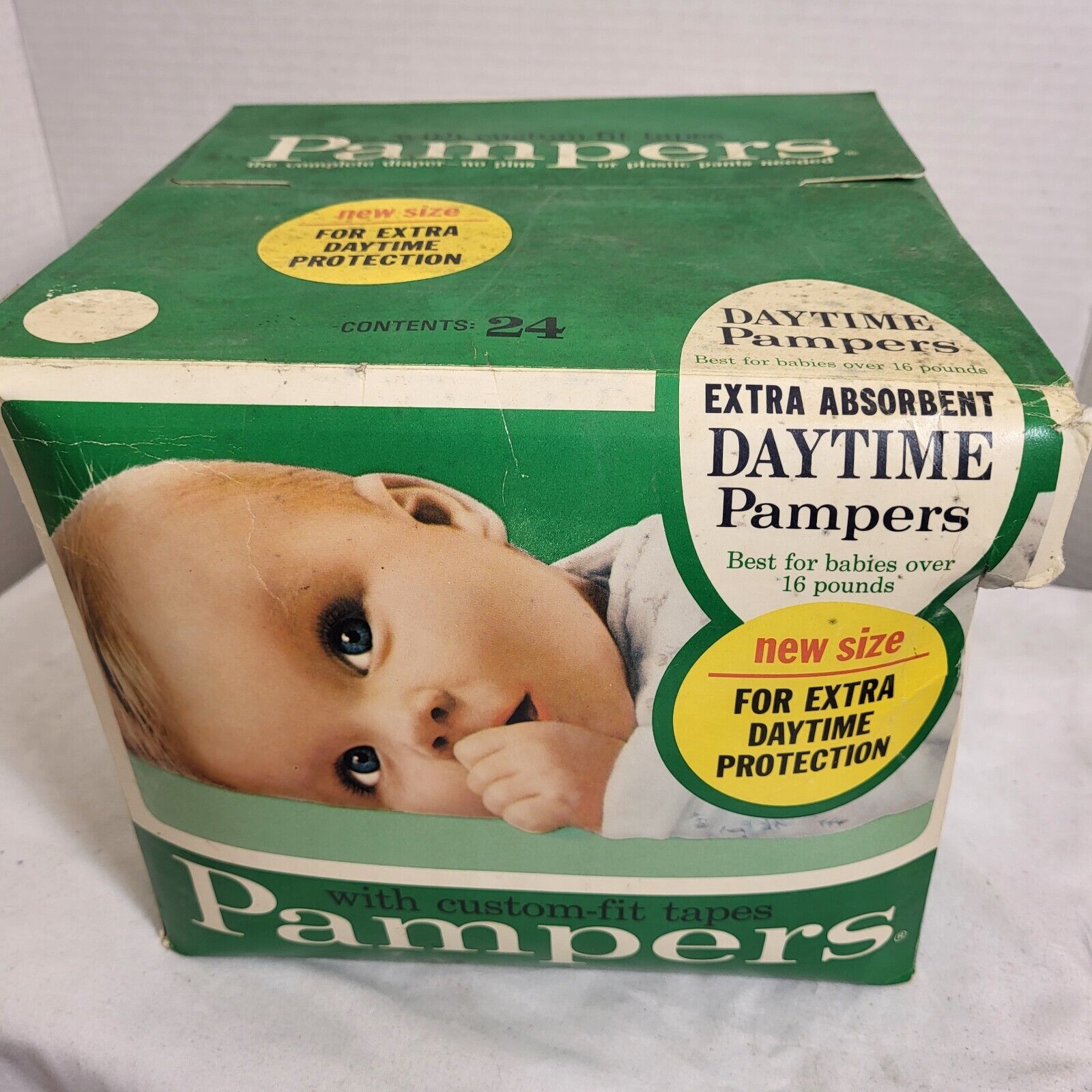 Vintage 1960s Pampers Daytime Diapers 24ct Open Box Over 16lbs