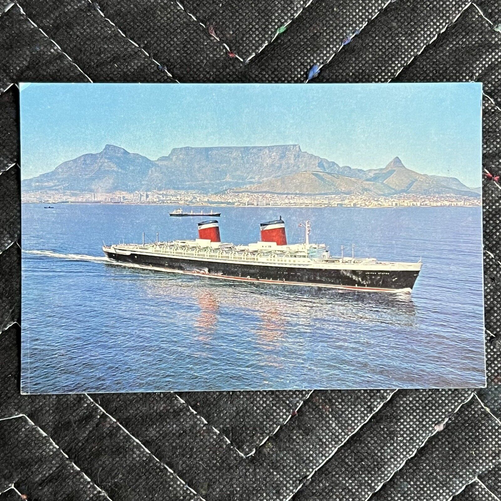 Real Photo Vintage Postcard SS United States Cruise Ship Leaving Cape Town RPPC
