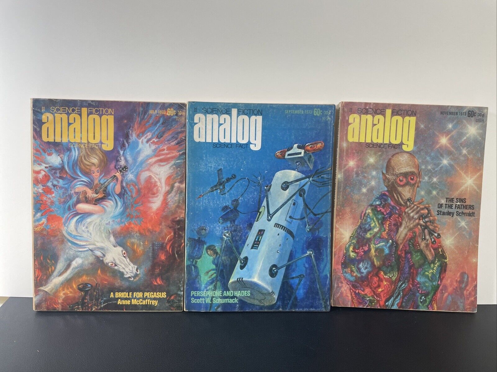 Analog Science Fiction / Science Fact  /  1973 Lot Of 3 Vintage Sci-fi Horror