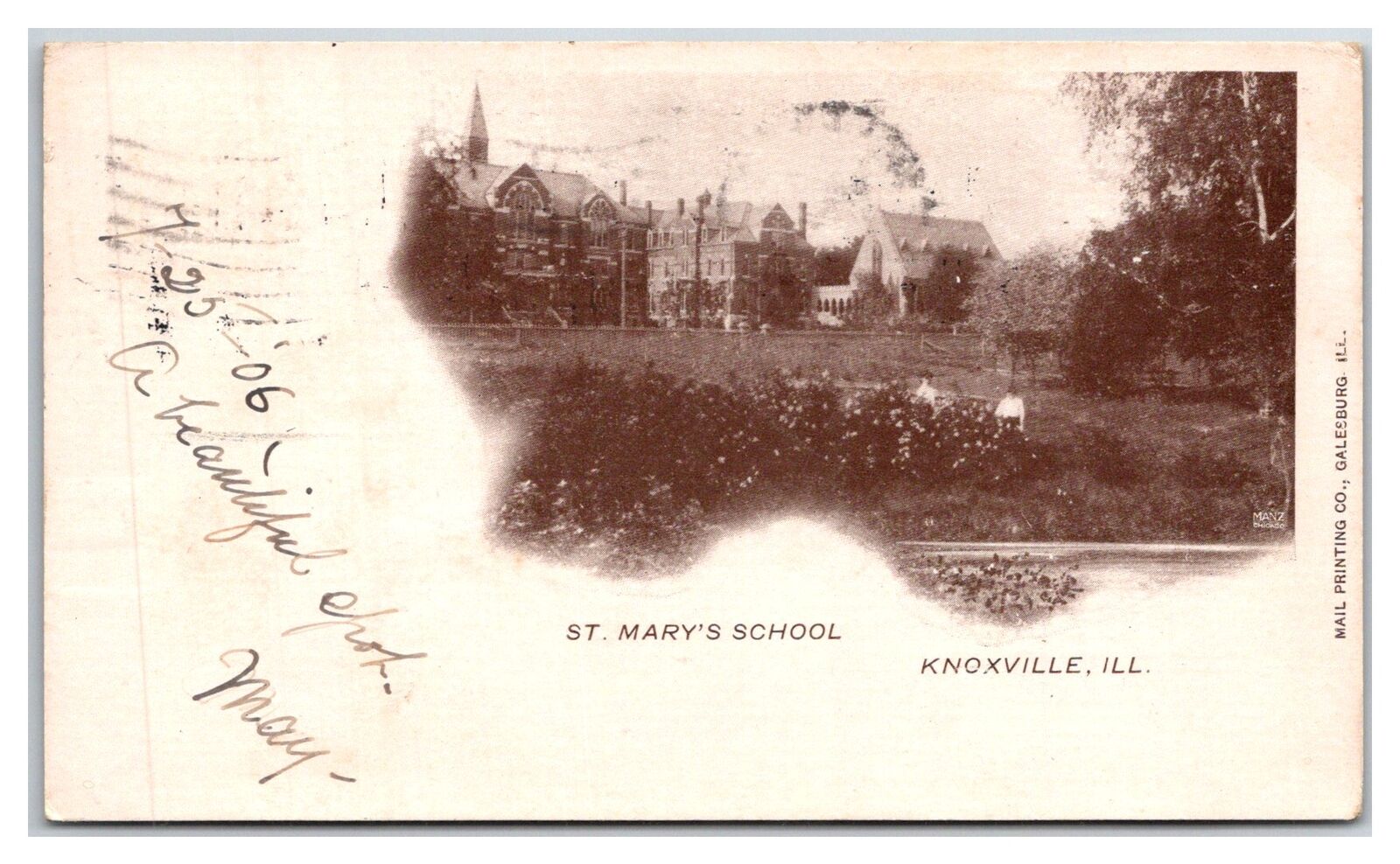 KNOXVILLE Illinois ~ St. Mary's School Rar view 1905