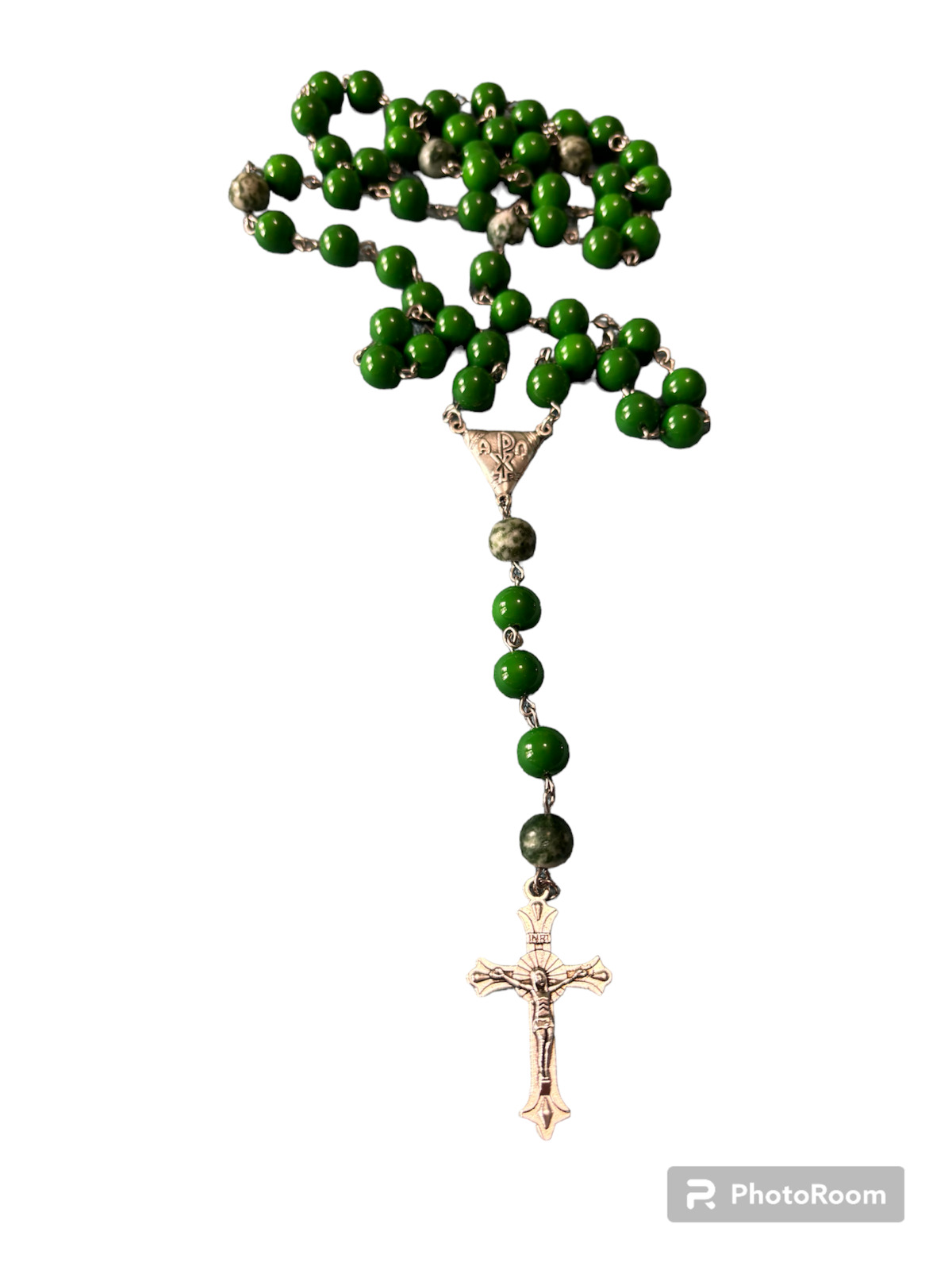 Green Chi Rho Catholic Rosary