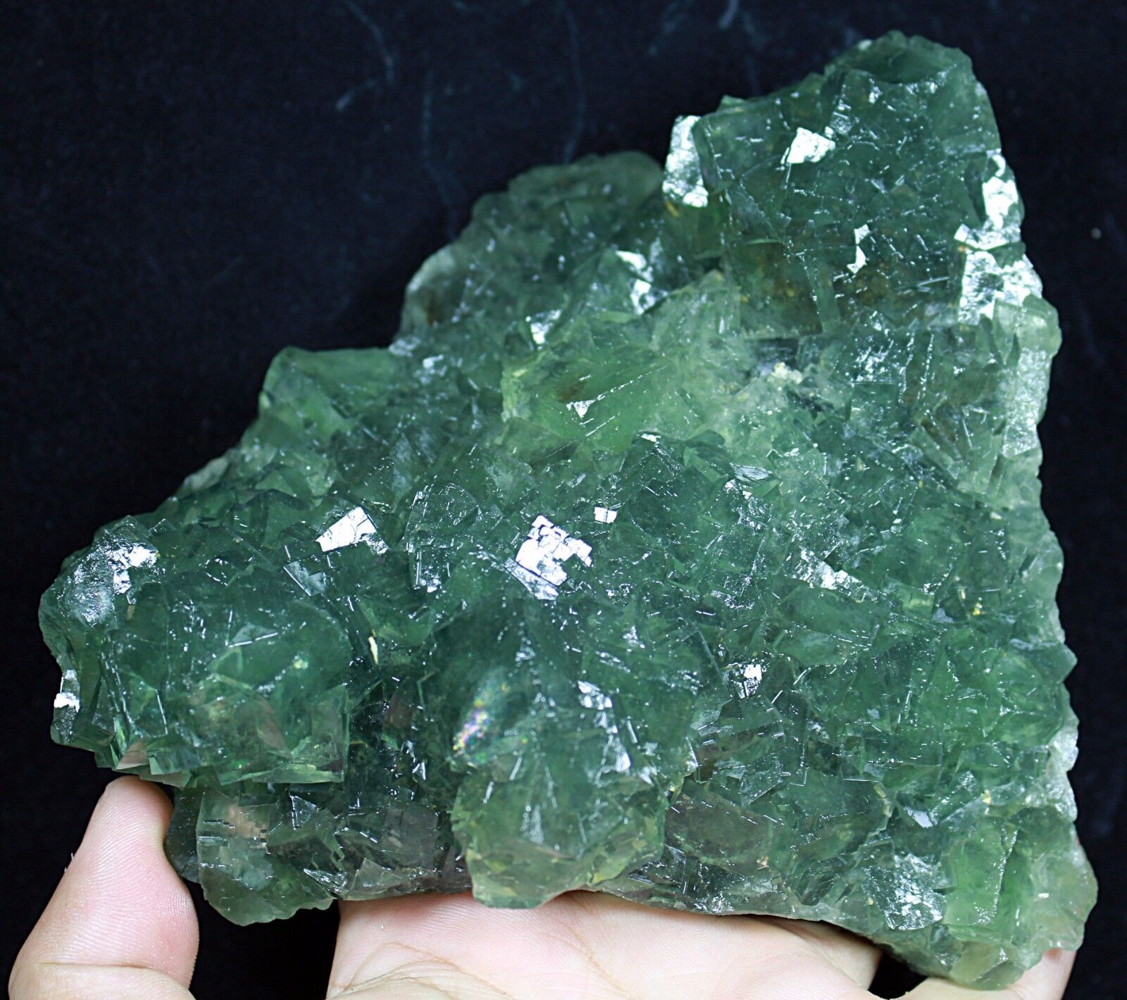 2.24lb Natural beauty rare translucent green cube fluorite mineral specimen