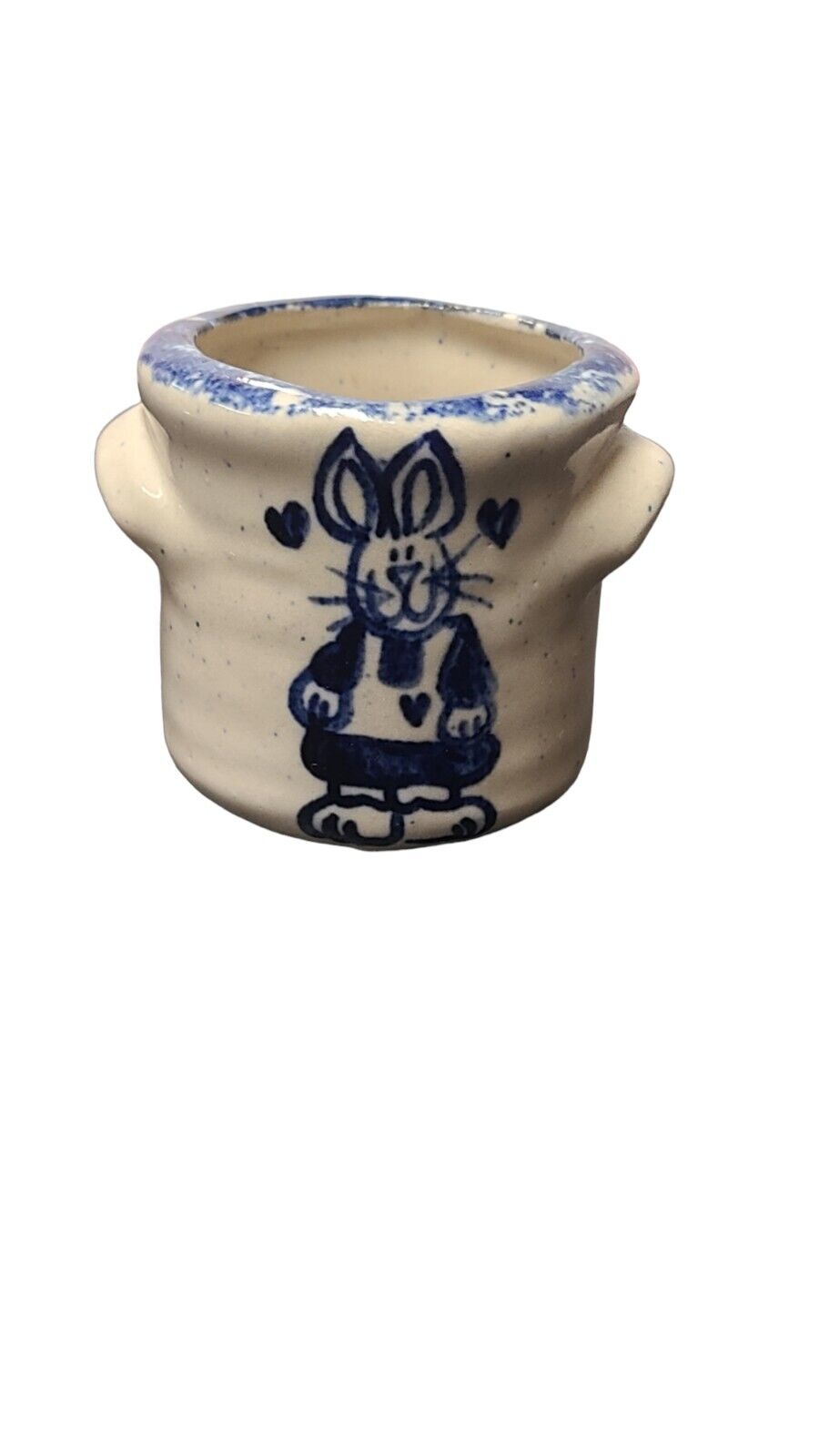 Vintage Miniature Bunny Rabbit Pottery Crock  Planter Toothpick Holder Easter