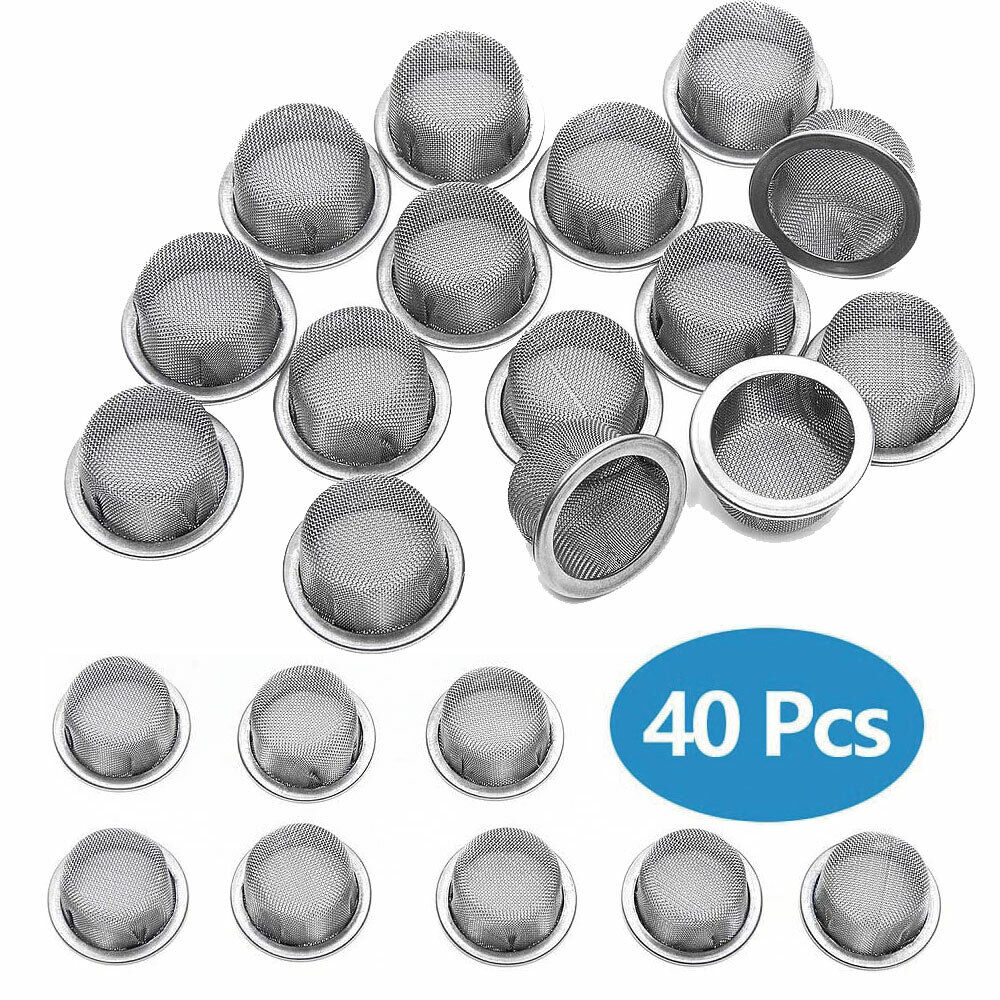 40Pcs Crystal Smoking Tobacco Pipe Screen Filter Metal Steel Mesh Concave Bowl