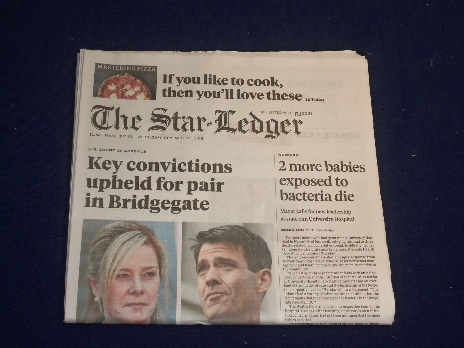 2018 NOVEMBER 28 STAR LEDGER NEWSPAPER - CONVICTIONS UPHELD FOR BRIDGEGATE PAIR