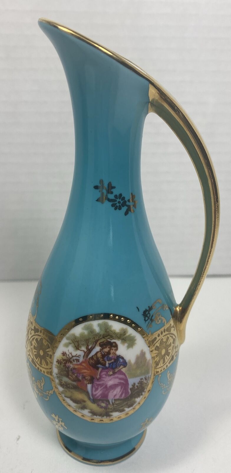 STW Bavaria Germany Turquoise Blue & Gold Bud Vase