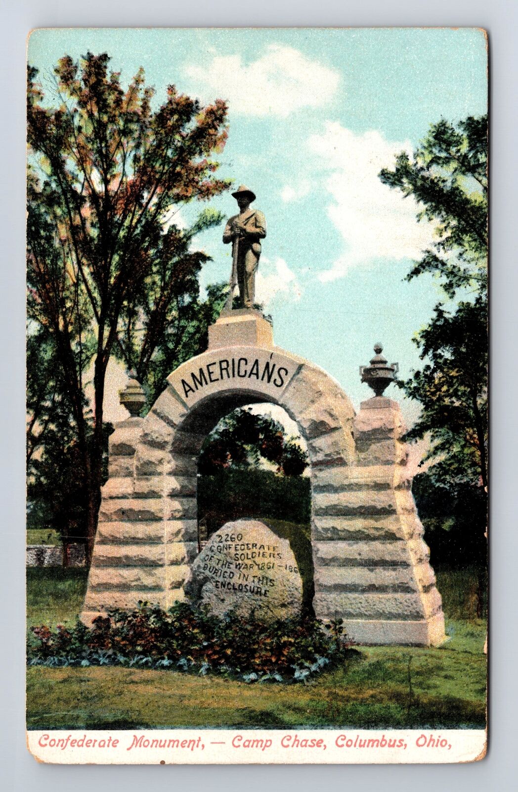 Columbus OH-Ohio, Confederate Monument, Camp Chase, Antique Vintage Postcard