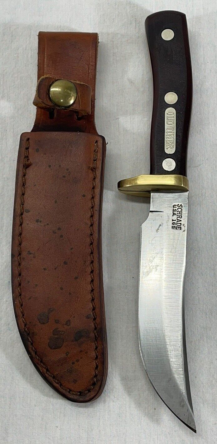 Vintage USA Schrade Walden Old Timer USA 165 Fixed Blade Knife & Sheath