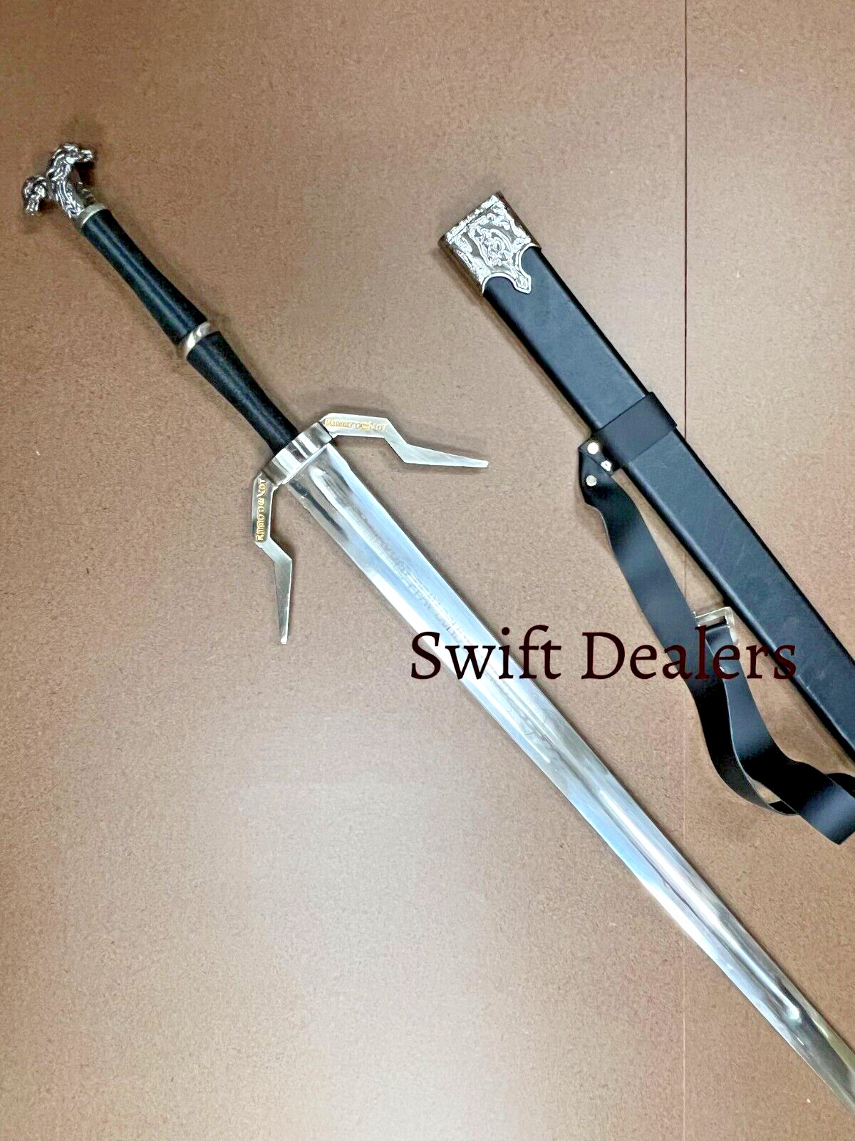 The Witcher Steel Sword of Geralt of Rivia Handmade Replica W/ Leather Sheath