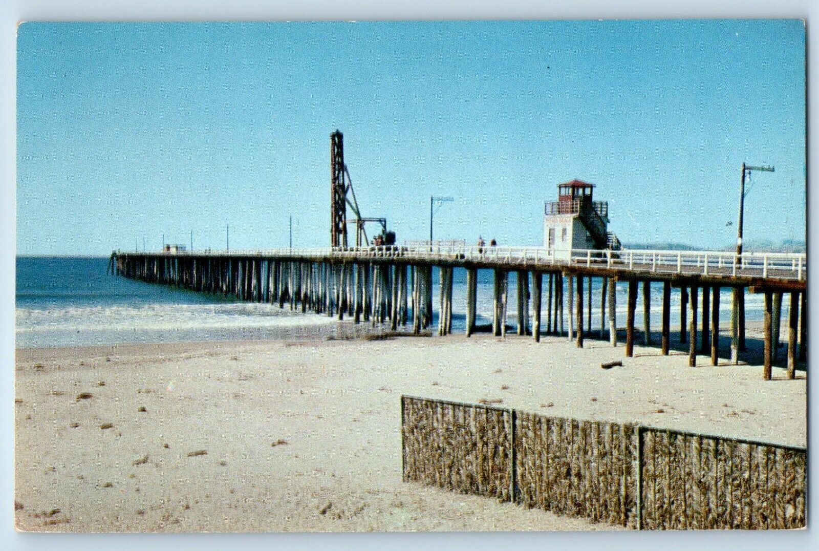 Pismo Beach California CA Postcard Pier Surf Fishing Dock Exterior c1960 Vintage