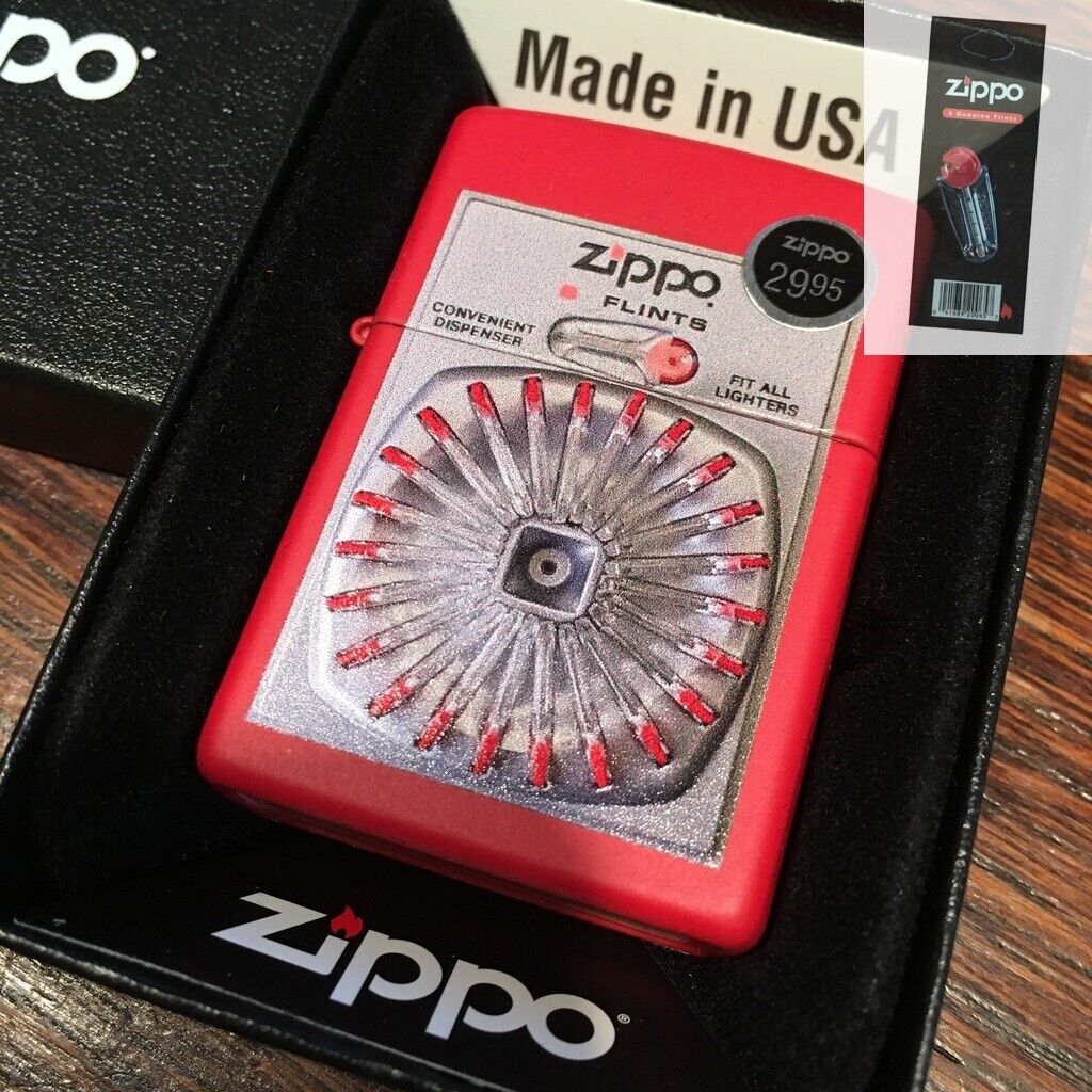 Zippo 233 12 Flint Dispenser Vintage Advertisement Lighter + FLINT PACK