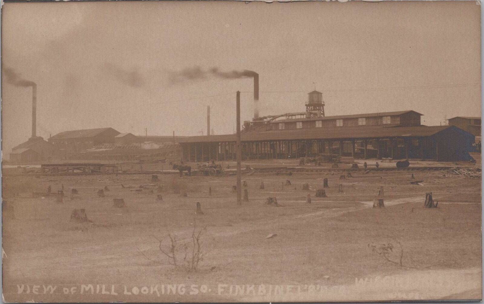 Mill Looking South Finkbine Lumber Co. RPPC Wiggins Mississippi c1910s Postcard