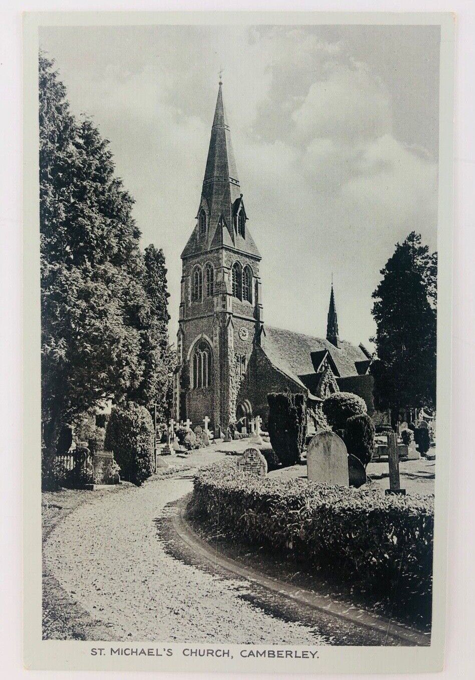 Vintage Camberley England St. Michael's Church Postcard RPPC Outside
