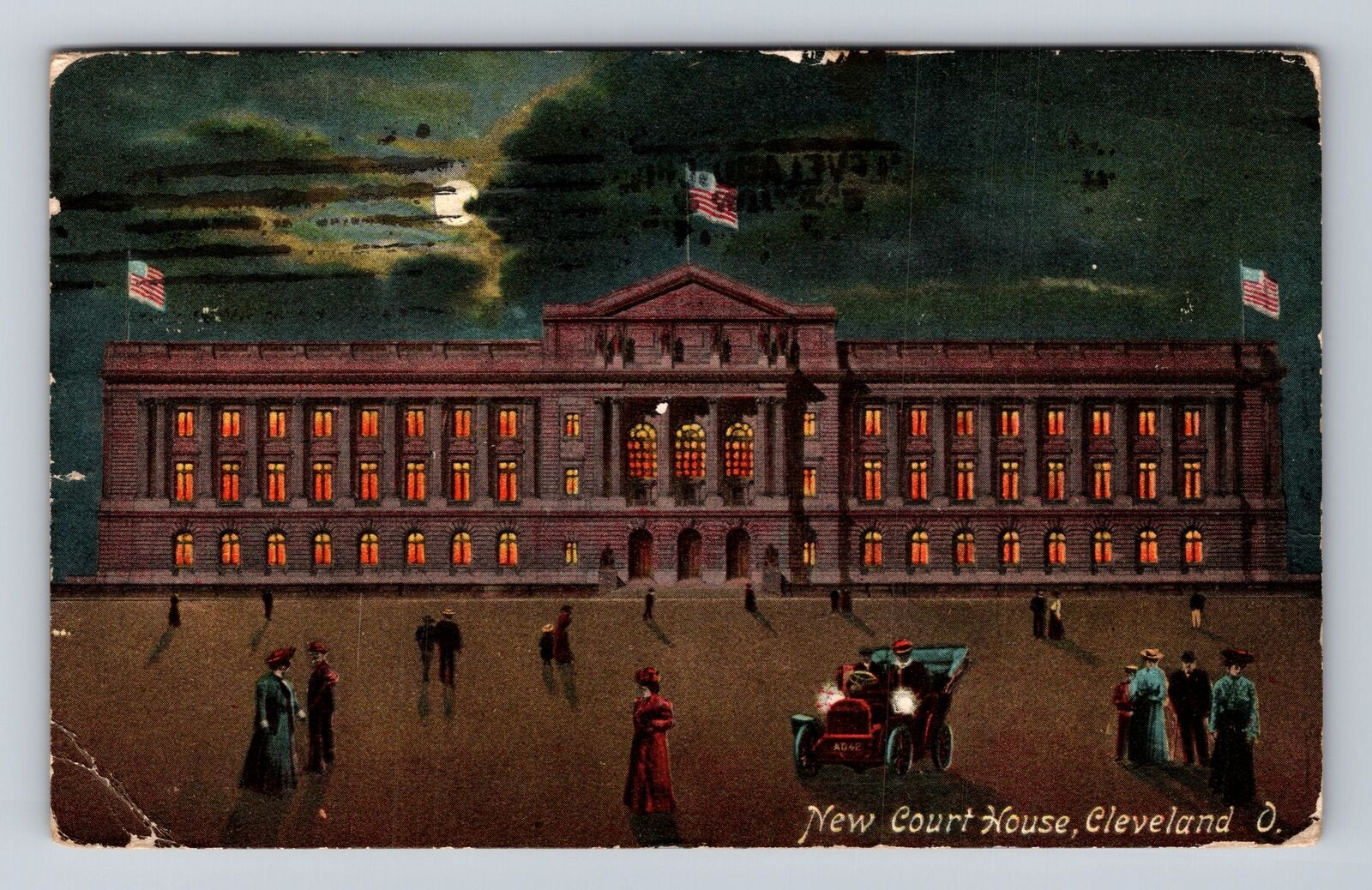 Cleveland OH-Ohio, New Court House, Antique, Vintage Souvenir Postcard
