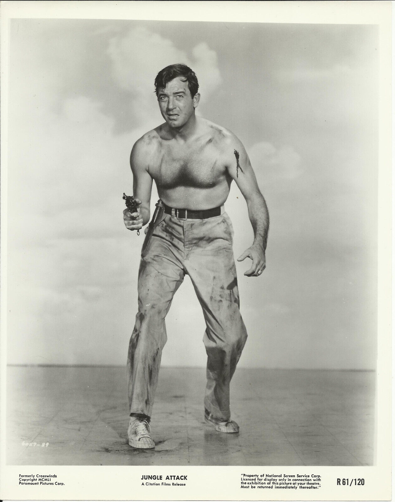 Original Vintage 1961 JOHN PAYNE shirtless JUNCLE ATTACK aka CROSSWINDS 1951
