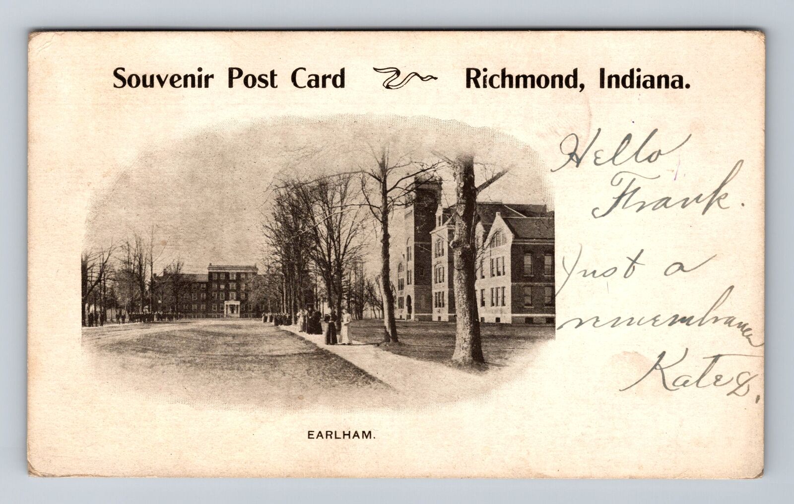 Richmond IN-Indiana, Scenic View Earlham College, Antique Vintage Postcard