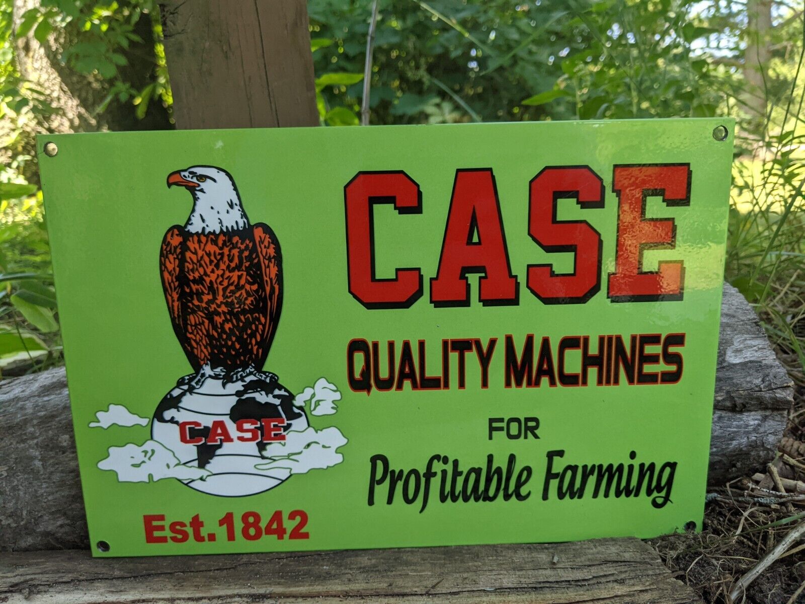 VINTAGE CASE EAGLE TRACTORS EAGLE PORCELAIN FARM MACHINE METAL SIGN 12