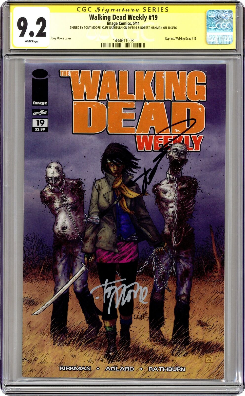 Walking Dead Weekly Reprint Series #19 CGC 9.2 SS Moore/Rathburn/Kirkman 2011
