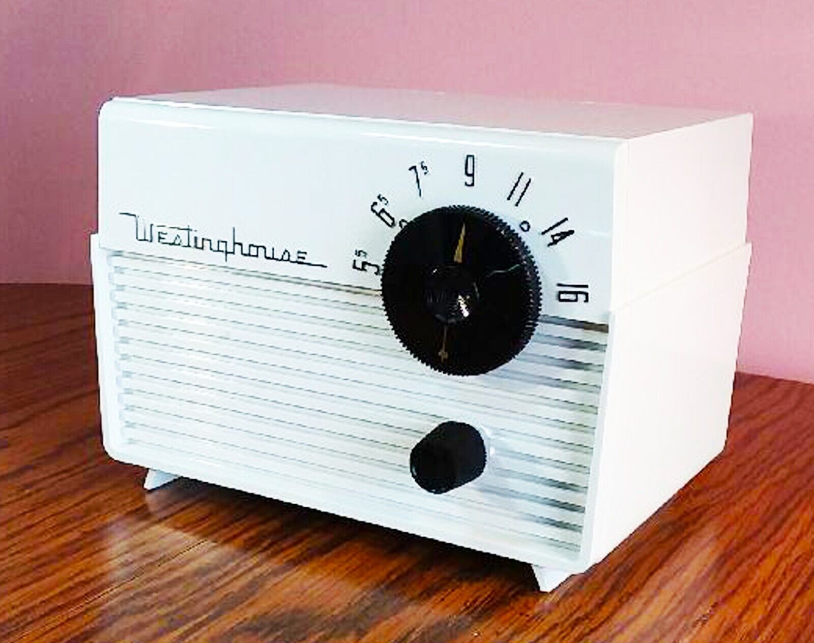 Vintage 1956? Westinghouse AM Radio,  White  Plastic Case, updated and Working
