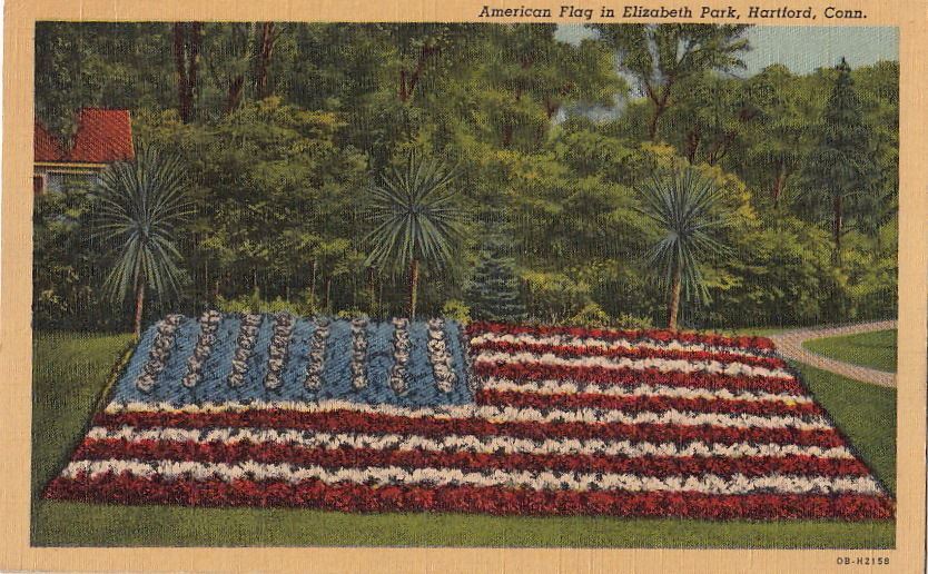  Postcard American Flag Elizabeth Park Hartford CT 