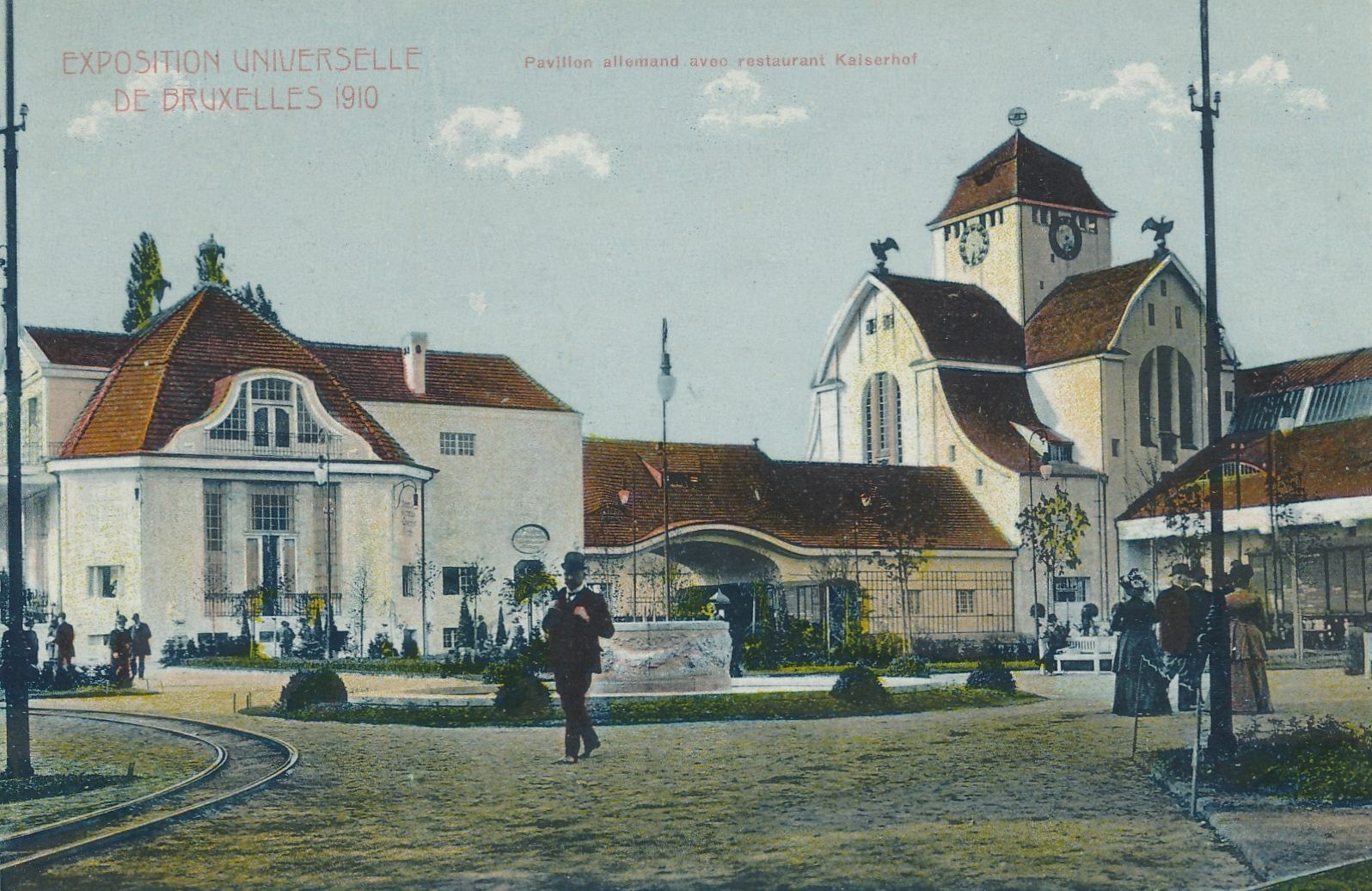 1910 Bruxelles Exposition Pavillon Allemand Avec Restaurant Kaiserhof Germany