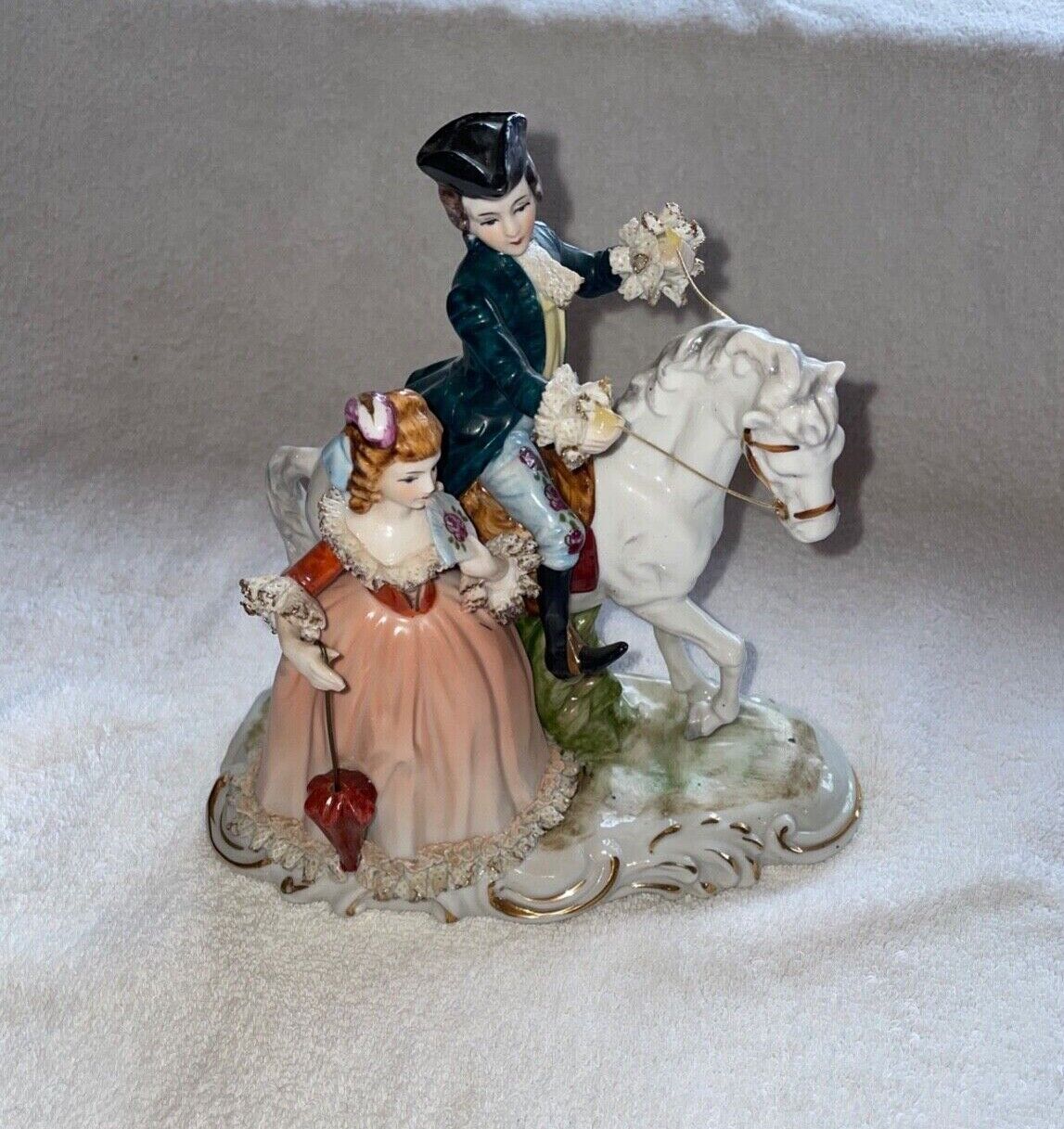 Vintage Mid-Century KPM Porcelain  - Victorian Couple On A Walk With Horse C3274