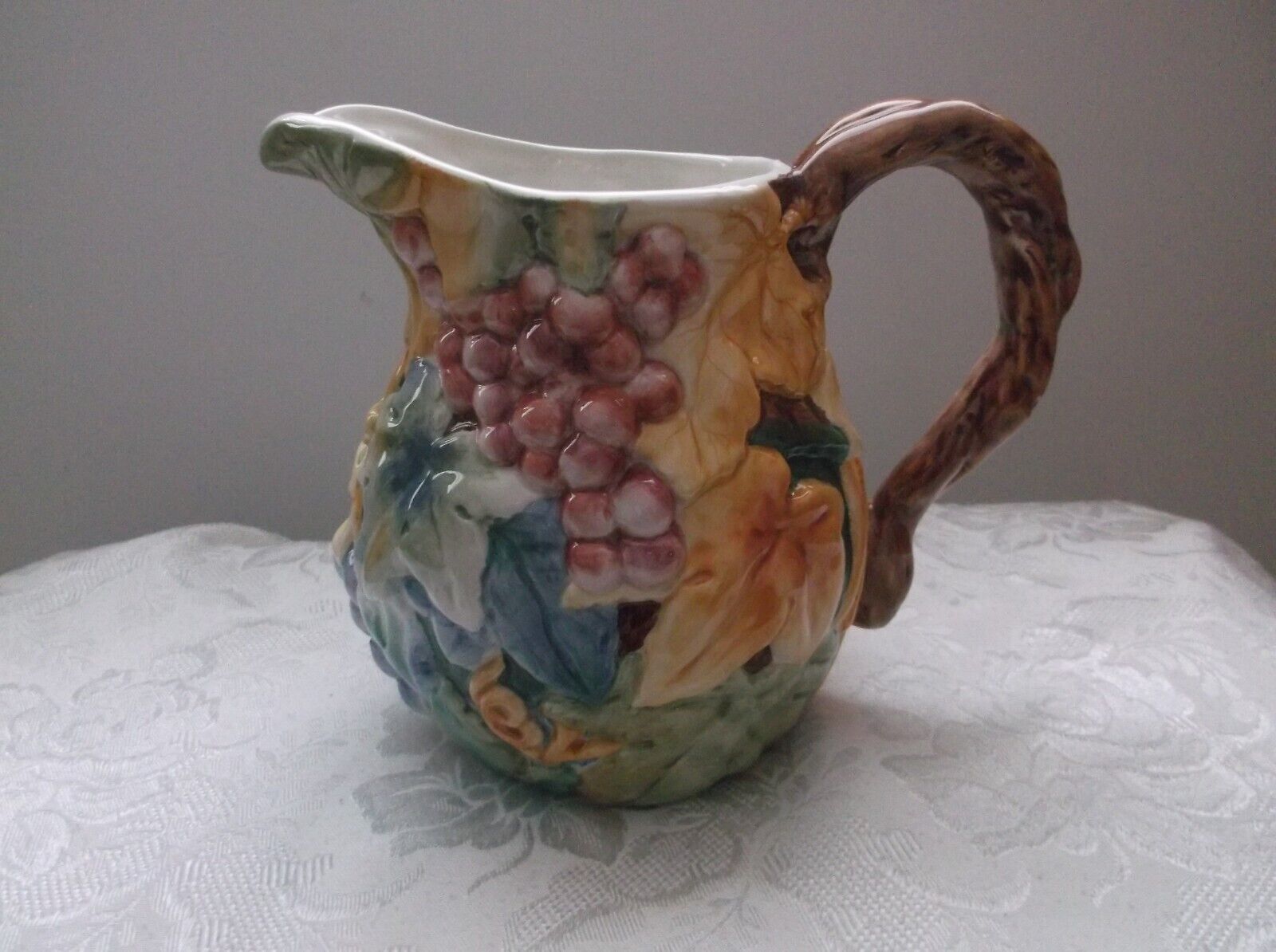 Vintage Fitz & Floyd Essentials Pitcher with Grapes and Leafs 7\