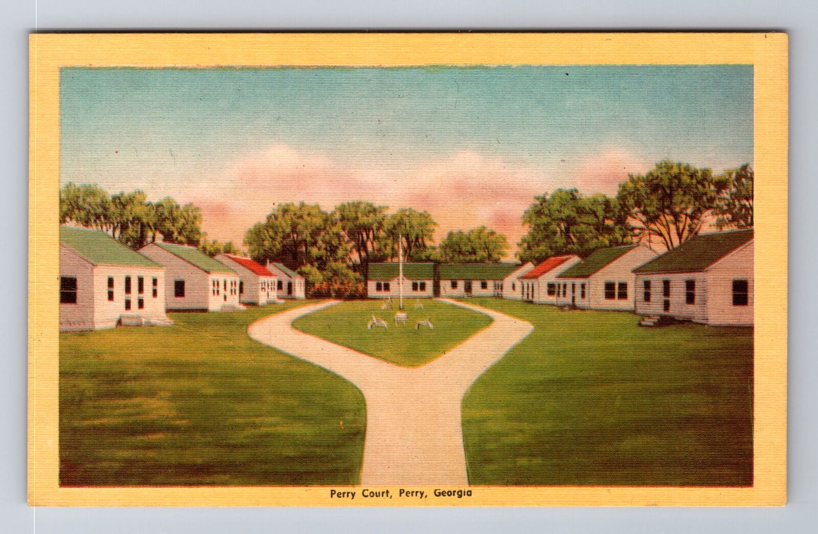 Perry GA-Georgia, Perry Court, Advertising, Vintage Souvenir Postcard