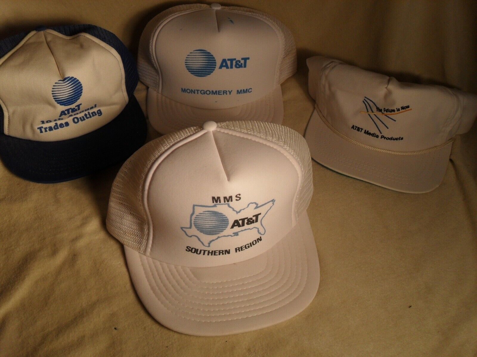 AT&T Caps - 4 - From '90's - Old But New Salesman Over-Run Samples