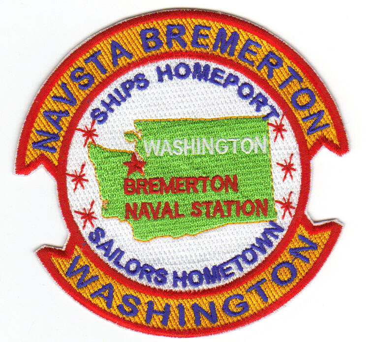 US NAVY BASE PATCH, NAVSTA BREMERTON WA, (SHIPS HOMEPORT, SAILORS HOME TOWN)   Y