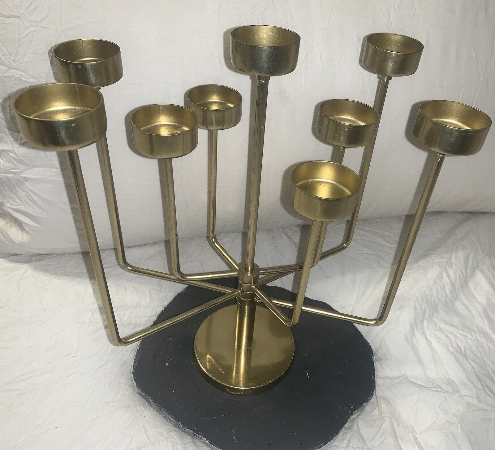 Vtg. Brass 9 Candle ornate gold brass Candelabra Candle Holder - 1990's