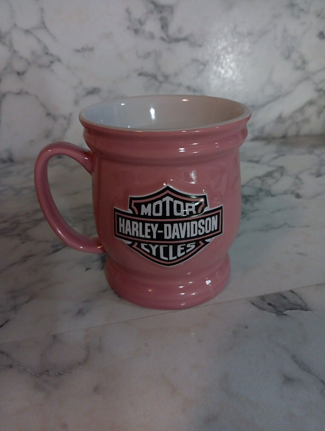 Harley Davidson Pink & Black Textured Glitter Coffee Mug Cup 12 Oz Pre-owned 