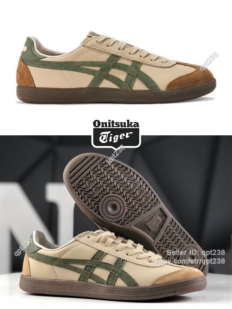 Beige/Green Onitsuka Tiger Tokuten 1183C086-250 Classic Running Shoes Sneakers