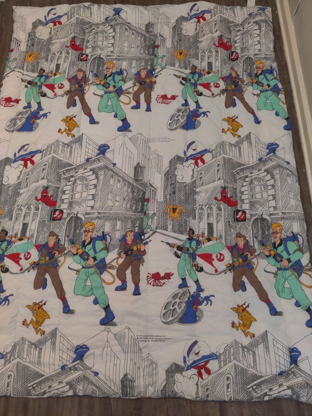 Vintage Real Ghost Busters Cartoon Twin Comforter 1988 Columbia Pictures
