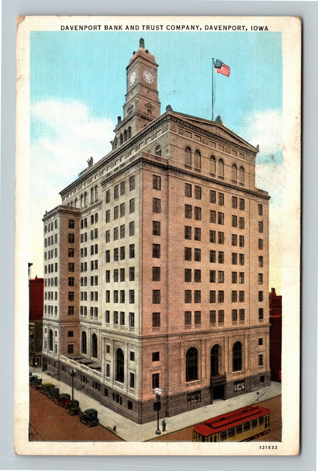 Davenport IA, Davenport Bank And Trust Company, Iowa Vintage Postcard
