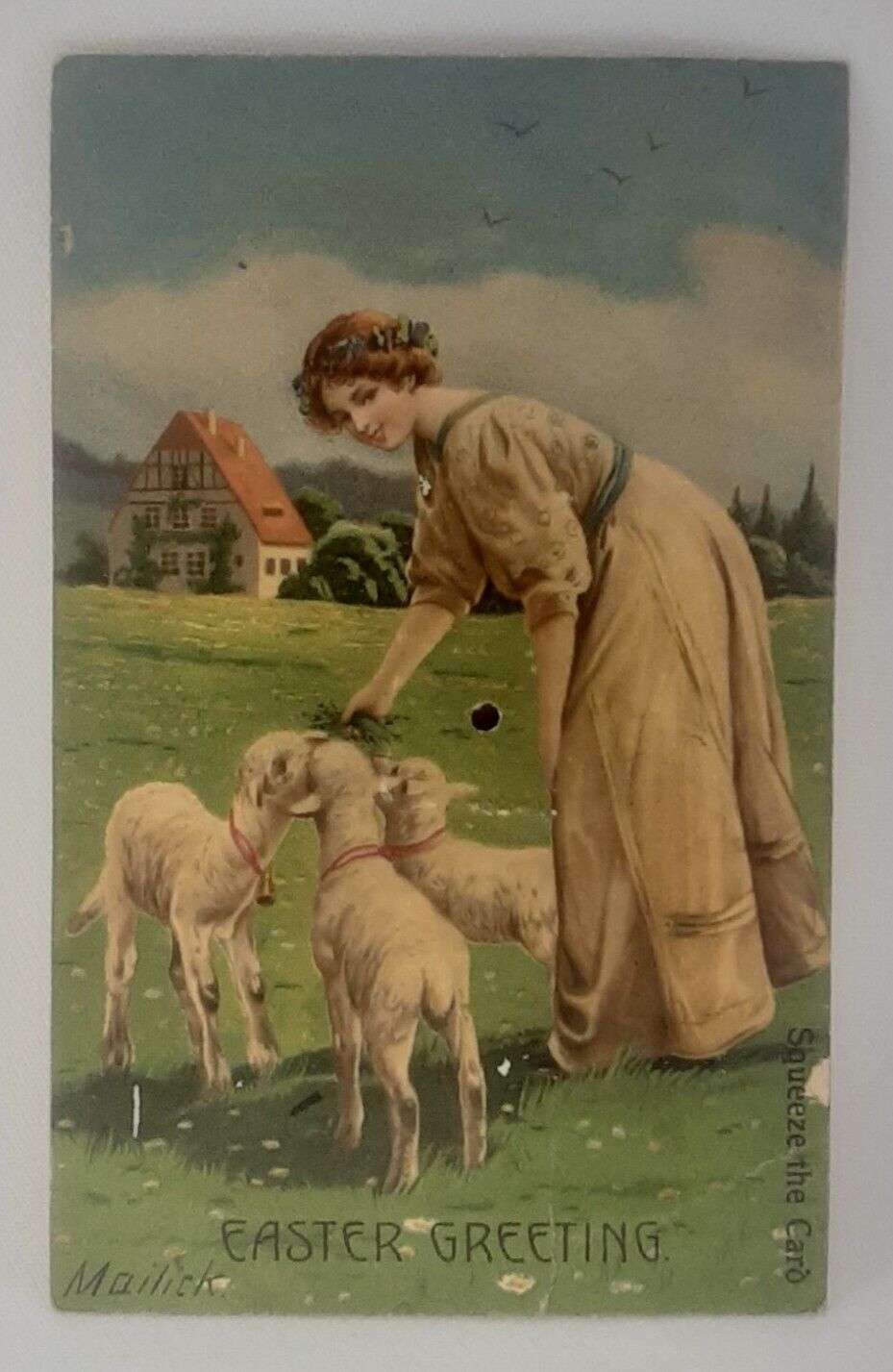 Easter Post Card Mailick Squeeze The Card Series 336952 Lamb Unused Unposted