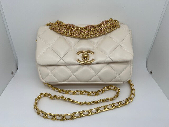 New Auth Chanel VIP Gift bag Shoulder Bag CrossBody Handbag Makeup Clutch Beige