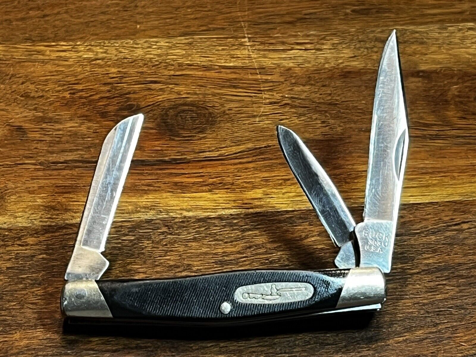 Vintage 1998 U BUCK USA 303 Cadet Knife Black Saw Cut Delrin