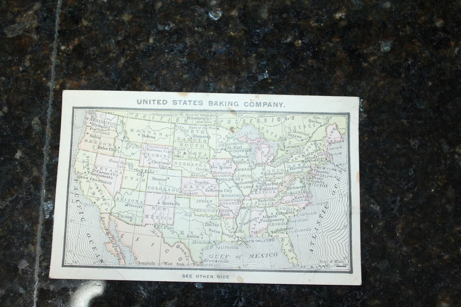 Antique Advertising Postcard United States Baking Co. 2 Sided USA Map On Back