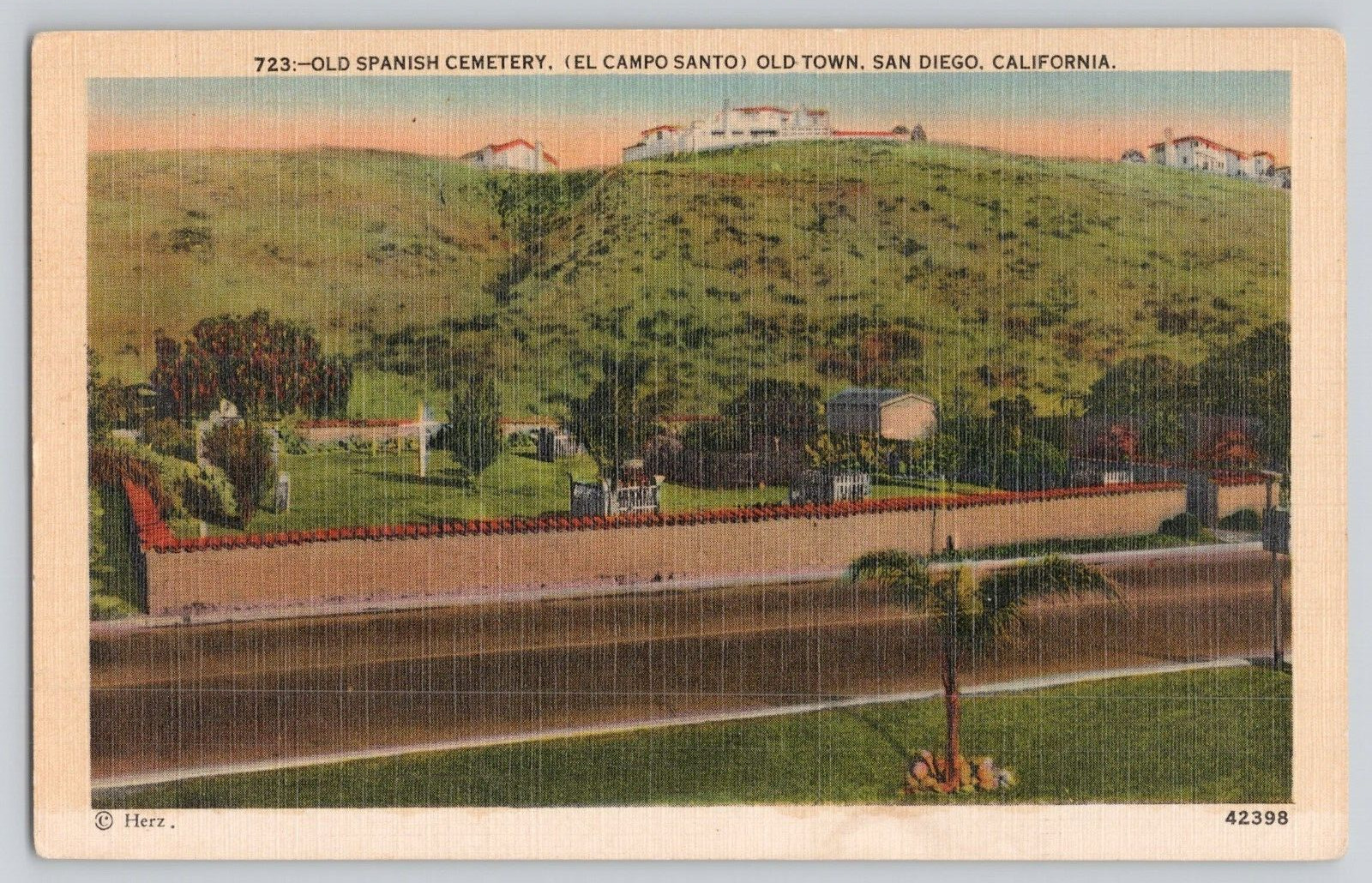 Postcard Old Spanish Cemetery, Old Town, San Diego, California