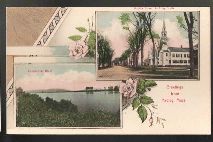 Greetings From Hadley MA Multi-View Div Back Postcard Not Posted NM