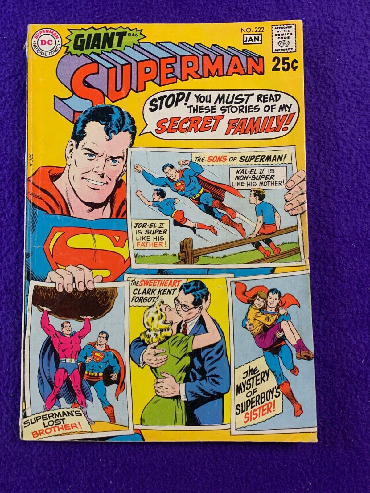 Superman #222 Giant VG DC Comics 1969 Silver Age Superman's Secret Family